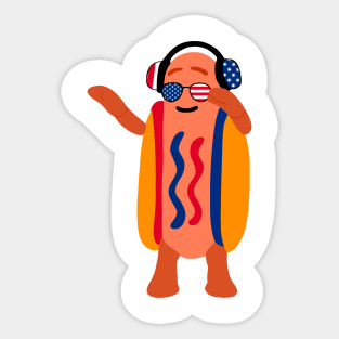 Fourth Of July American Hot Dog Sticker